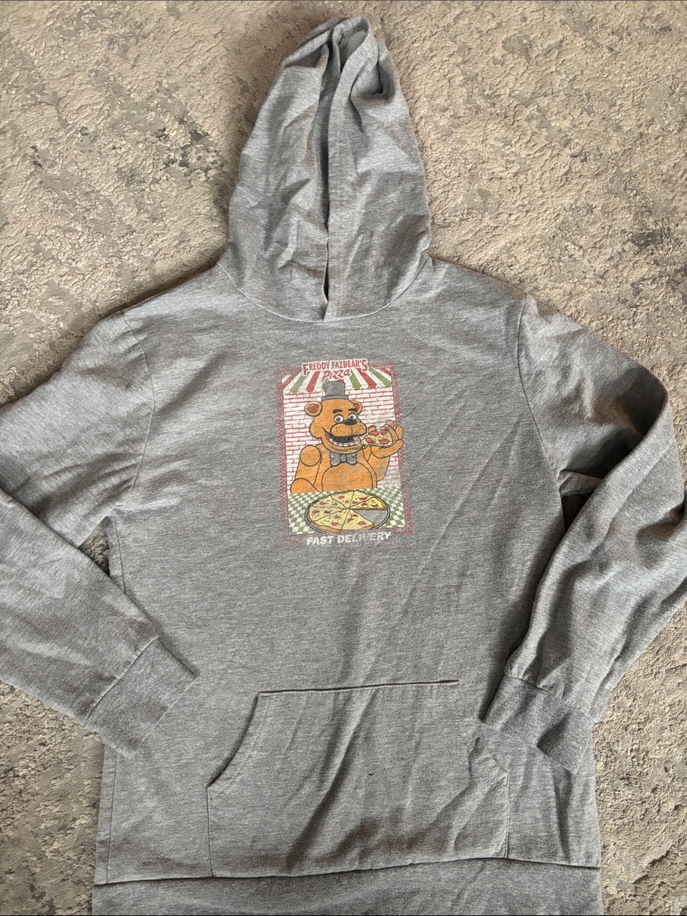 Men's Gray Crewneck Sweater with Freddy's Pizza Graphic